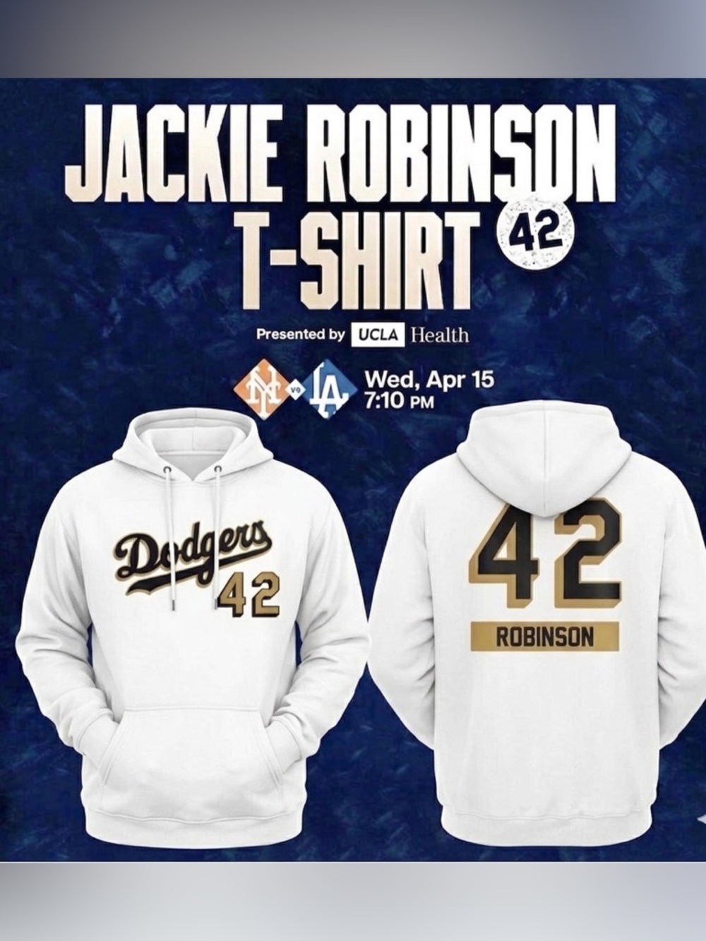 Los Angeles Dodgers Baseball #42 Jackie Robinson Hoodie New S-5XL 2026
